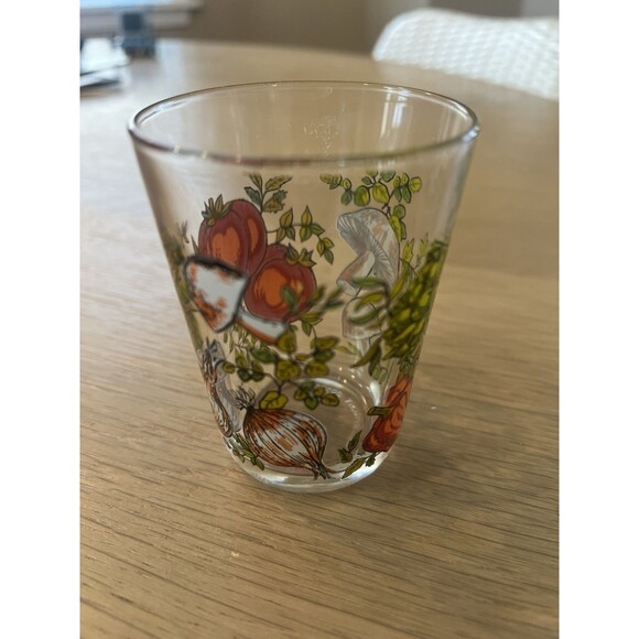 Arcoroc France Spice of Life Glass Tumbler Mushroom Tomato Pattern - Picture 3 of 7